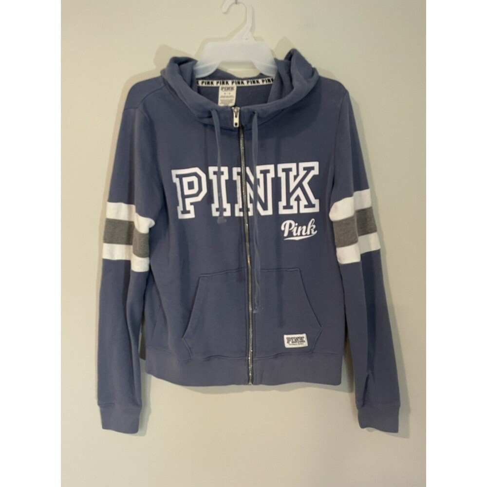 Victoria's Secret Blue Hoodie with White and Gray Accents